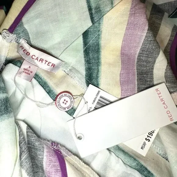 Red Carter Kinsley Striped Sleeveless A-Line Midi Cabana Dress Sz Small - Picture 4 of 6